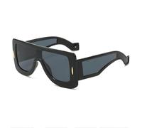 ETETGVG Punk Sunglasses for Women Men Luxury Large Frame Connected Outdoors Driving Uv400(Black Gray)