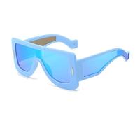 ETETGVG Punk Sunglasses for Women Men Luxury Large Frame Connected Outdoors Driving Uv400(Blue Blue)