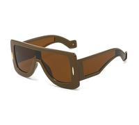 ETETGVG Punk Sunglasses for Women Men Luxury Large Frame Connected Outdoors Driving Uv400(Brown Brown)