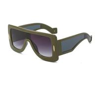 ETETGVG Punk Sunglasses for Women Men Luxury Large Frame Connected Outdoors Driving Uv400(Green Gray)