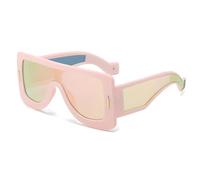 ETETGVG Punk Sunglasses for Women Men Luxury Large Frame Connected Outdoors Driving Uv400(Pink Pink)