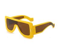 ETETGVG Punk Sunglasses for Women Men Luxury Large Frame Connected Outdoors Driving Uv400(Yellow Brown)
