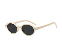 ETETGVG Punk Trendy Personlity Small Oval Frame Sunglasses for Women Men Retro Travel Drive Uv400(Beige Gray)