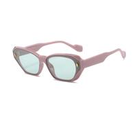 ETETGVG Retro Cat Eye Sunglasses for Women Men Luxury Irregular Frame Outdoors Travel Uv400(Pink Green)