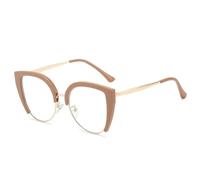 ETETGVG Retro Cat Eye Women Glasses Fashion Trending Oversized Metal Frame Clear Lens(Khaki)