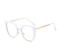 ETETGVG Retro Cat Eye Women Glasses Fashion Trending Oversized Metal Frame Clear Lens(White)