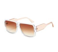 ETETGVG Retro Double Bridges Big Frame Sunglasses for Women Men Uv400 Fashion Gradient Trending Punk(Transparent Tea)