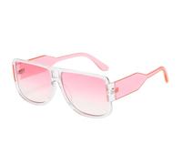 ETETGVG Retro Double Bridges Big Frame Sunglasses for Women Men Uv400 Fashion Gradient Trending Punk(Transparent Pink)