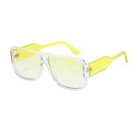 ETETGVG Retro Double Bridges Big Frame Sunglasses for Women Men Uv400 Fashion Gradient Trending Punk(Transparent Yellow)