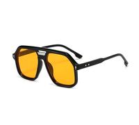 ETETGVG Retro Double Bridges Sunglasses for Women Men Candy Color Uv400 Fashion Trending Rivets(Black Yellow)