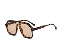 ETETGVG Retro Double Bridges Sunglasses for Women Men Candy Color Uv400 Fashion Trending Rivets(Leopard Champagne)