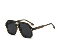 ETETGVG Retro Double Bridges Sunglasses for Women Men Candy Color Uv400 Fashion Trending Rivets(Olive green gray)