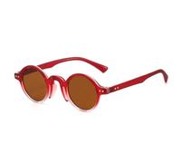 ETETGVG Retro Fashion Small Frame Round Sunglasses for Women Men Luxury Rivet Casual Uv400(Red Tea)