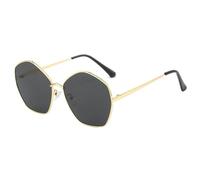 ETETGVG Retro Irregular Shaped Sunglasses for Women Men Luxury Metal Outdoors Driving Travel Uv400(Gold Gray)