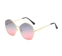 ETETGVG Retro Irregular Shaped Sunglasses for Women Men Luxury Metal Outdoors Driving Travel Uv400(Gold Gray Pink)