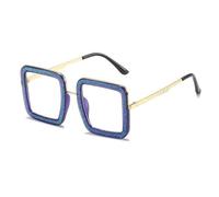ETETGVG Retro Large Frame Sunglasses for Women Men Metal Outdoor Travel Uv400(Blue Clear)
