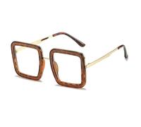 ETETGVG Retro Large Frame Sunglasses for Women Men Metal Outdoor Travel Uv400(Leopard Clear)