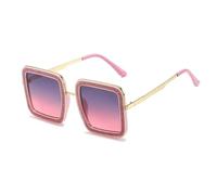 ETETGVG Retro Large Frame Sunglasses for Women Men Metal Outdoor Travel Uv400(Pink Gray Pink)