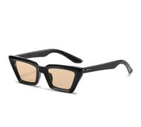 ETETGVG Retro Luxury Trending Small Frame Cat Eye Sunglasses for Man Women Outdoors Travel Drive Uv400(Black Champagne)