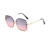 ETETGVG Retro Metal Big Frame Sunglasses for Women Men Trendy Outdoors Travel Uv400(Gold Gray Pink)