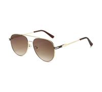 ETETGVG Retro Round Sunglasses for Women Men Fashion Double Beam Outdoors Driving Uv400(Gold Brown)