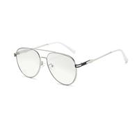 ETETGVG Retro Round Sunglasses for Women Men Fashion Double Beam Outdoors Driving Uv400(Silver Silver)