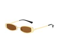 ETETGVG Retro Small Oval Metal Sunglasses for Women Men Uv400 Retro Punk Clear Lens Frame(Gold Tea)