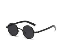 ETETGVG Retro Small Round Metal Punk Sunglasses for Women Men Uv400 Fashion Clear Lens Trending Frame Shades(Black Black)