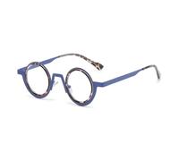 ETETGVG Retro Small Round Punk Metal Sunglasses for Women Men Uv400 Fashion Clear Lens Double Color Frame(Blue leopard clear)