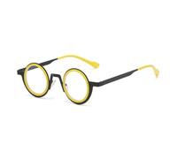 ETETGVG Retro Small Round Punk Metal Sunglasses for Women Men Uv400 Fashion Clear Lens Double Color Frame(Black yellow clear)