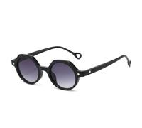 ETETGVG Retro Small Round Punk Sunglasses for Women Men Fashion Gradient Leopard Uv400 Rivets(Black Gray)