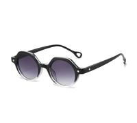 ETETGVG Retro Small Round Punk Sunglasses for Women Men Fashion Gradient Leopard Uv400 Rivets(Black gray gradient)