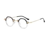 ETETGVG Retro Small Round Sunglasses for Men Women Polygon Metal Clear Lens Uv400(BlackTrans Clear)