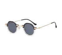 ETETGVG Retro Small Round Sunglasses for Men Women Polygon Metal Clear Lens Uv400(BlackTrans Grey)