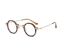 ETETGVG Retro Small Round Sunglasses for Men Women Polygon Metal Clear Lens Uv400(Leopard Clear)