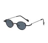 ETETGVG Retro Unique Metal Frame Oval Sunglasses for Women Fashion Clear Ocean Lens Uv400 Men Trending Punk(Black grey)