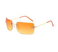 ETETGVG Rhinestone Butterfly Sunglasses for Women Men Retro Rimless Outdoors Travel Uv400(Gold Orange)