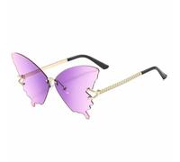 ETETGVG Rimless Butterfly Frame Sunglasses for Women Men Luxury Punk Summer Traveling Uv400(Gradient Purple)