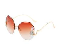 ETETGVG Rimless Sunglasses for Women Men Retro Polygon Fashion Trendy Street Photography Uv400(Gold Gradient Tea)