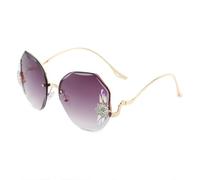 ETETGVG Rimless Sunglasses for Women Men Retro Polygon Fashion Trendy Street Photography Uv400(Gold Gradient Gray)