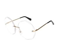 ETETGVG Round Rimless Sunglasses for Women Men Vintage Oversized Gradient Luxury Stylish(Gold Clear)