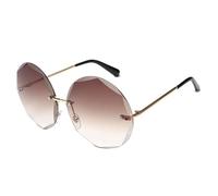 ETETGVG Round Rimless Sunglasses for Women Men Vintage Oversized Gradient Luxury Stylish(Gold DoubleTea)