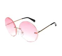 ETETGVG Round Rimless Sunglasses for Women Men Vintage Oversized Gradient Luxury Stylish(Gold DoublePink)