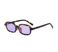 ETETGVG Small Rectangle Sunglasses for Women Fashion Men Leopard Color Uv400 Retro Trending Rivetss(Leopard Purple)