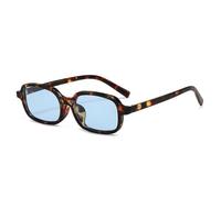 ETETGVG Small Rectangle Sunglasses for Women Fashion Men Leopard Color Uv400 Retro Trending Rivetss(Leopard Blue)