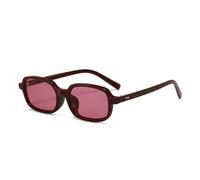 ETETGVG Small Rectangle Sunglasses for Women Fashion Men Leopard Color Uv400 Retro Trending Rivetss(Wine Red)