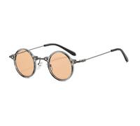 ETETGVG Small Round Sunglasses for Men Women Retro Steam Punk Glasses Gradient Clear Lens Vintage Driving Ocean Color(Grey Champagne)