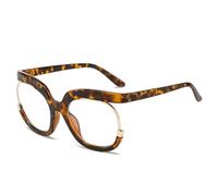 ETETGVG Spectacle Large Glasses for Women Trend Round(Leopard)