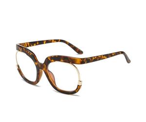 ETETGVG Spectacle Large Glasses for Women Trend Round(Leopard)