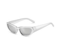 ETETGVG Sports Sunglasses for Women Men Punk Trending Luxury Cat Eye Cycling Uv400(Silver Silver)